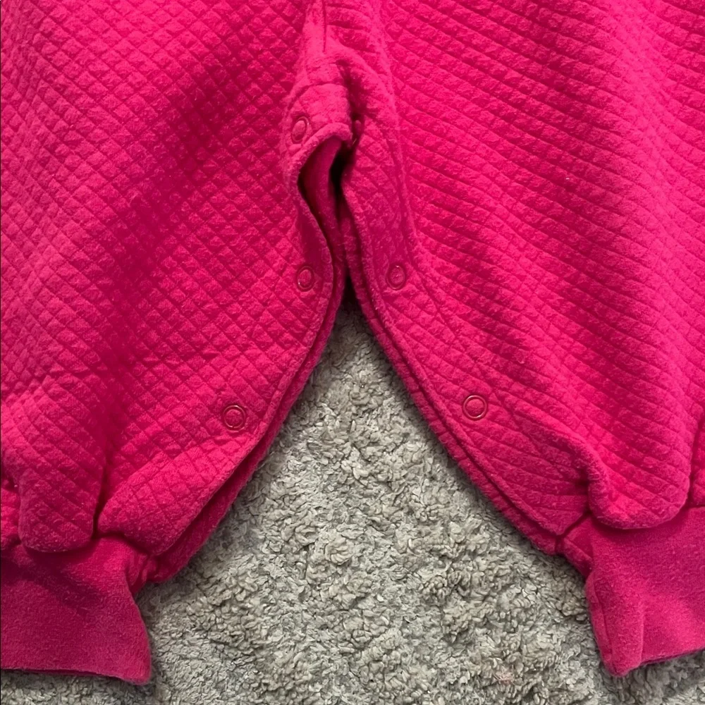 Vintage 90s Baby B’gosh Pink Quilted Bubble Romper with Floral Embroidery 18m
